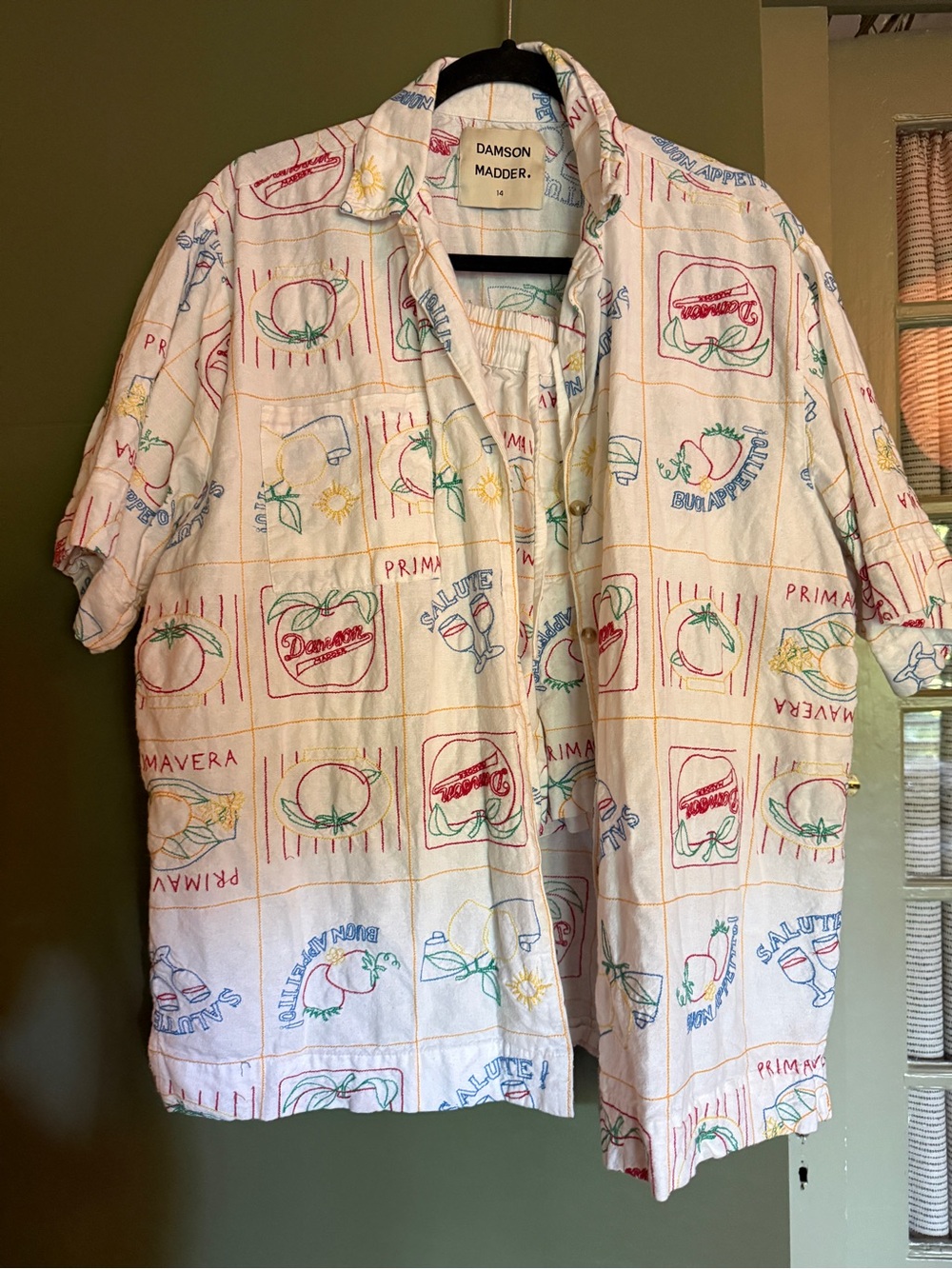 Damson Madder Embroidered Vacation Short/Shirt Set